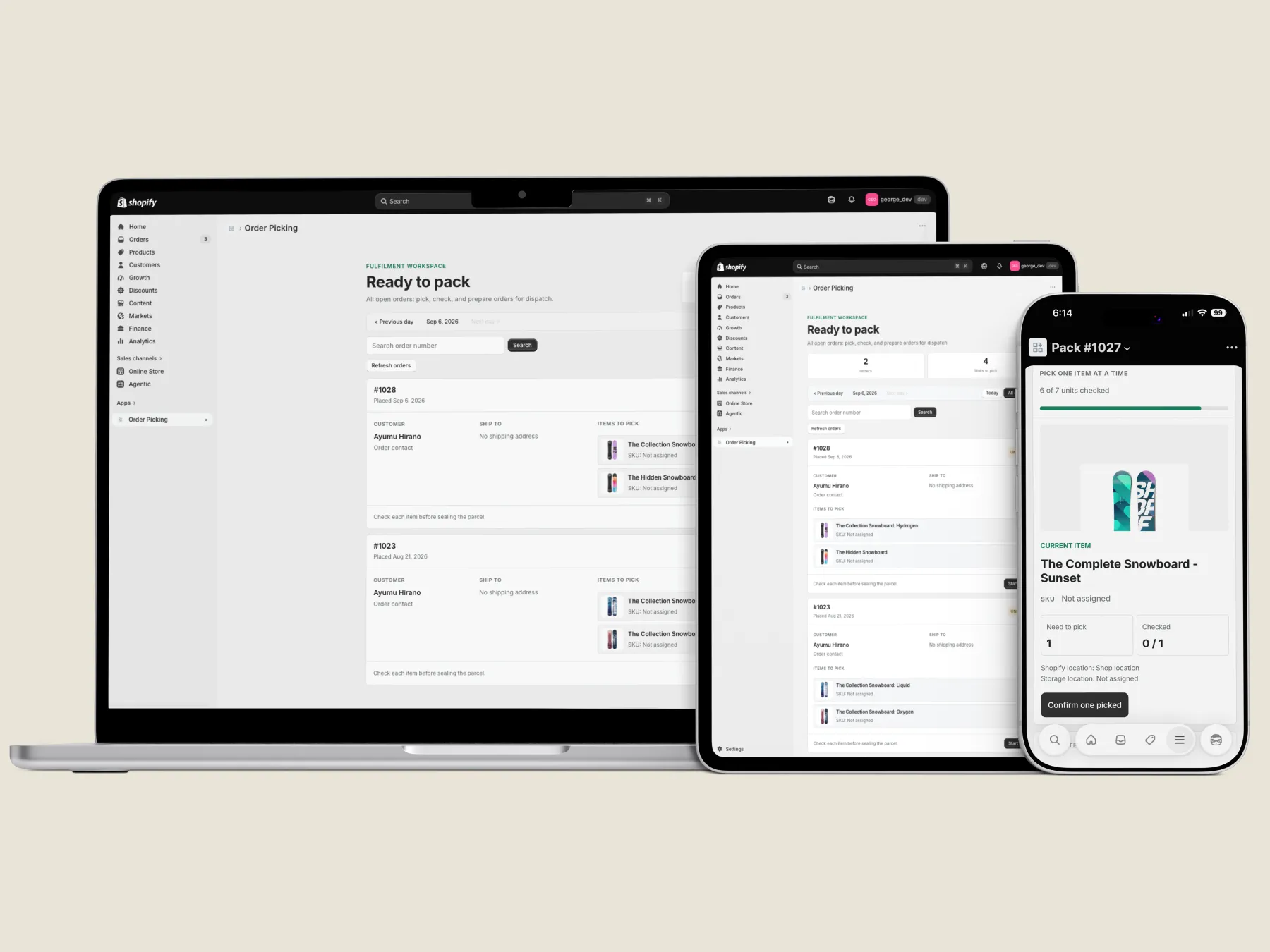 Shopify Order Picking App archive frame